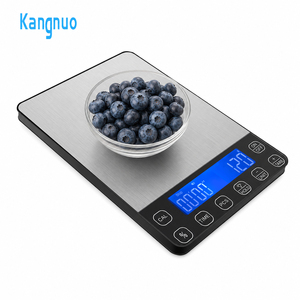 Balance de cuisine numérique en acier inoxydable avec écran LCD rétroéclairé bleu, fonction tare et unité PCS, directement de l'usine - Product Image 1