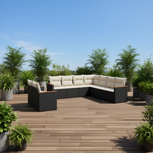 Ensemble de canapés de jardin en rotin noir 7 places, mobilier de patio extérieur, style contemporain, design moderne - Product Image 2