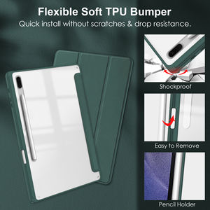 Funda trasera Crystal-View JUNCHI 2026 para Samsung Tab 8.7-14.6" con agarre suave, sensor frontal, función de activación/desactivación, ranura rápida para lápiz y opción de protector de lente - Product Image 4