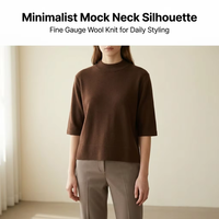 Pull en laine à col montant pour femme, couleur unie, tricoté pour l'hiver, idéal pour la superposition
