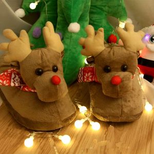 Chaussons d'intérieur chauds en coton pour homme et <span class=keywords><strong>femme</strong></span>, motif renne de Noël, semelle intérieure en peluche, jouets en peluche pour animaux en peluche - Product Image 2