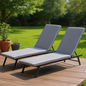 Cojín de Repuesto para Silla de Jardín, Color Gris con Borde Blanco, Cojín para Muebles de Patio, Cojín para Chaise Longue - Product Image 2