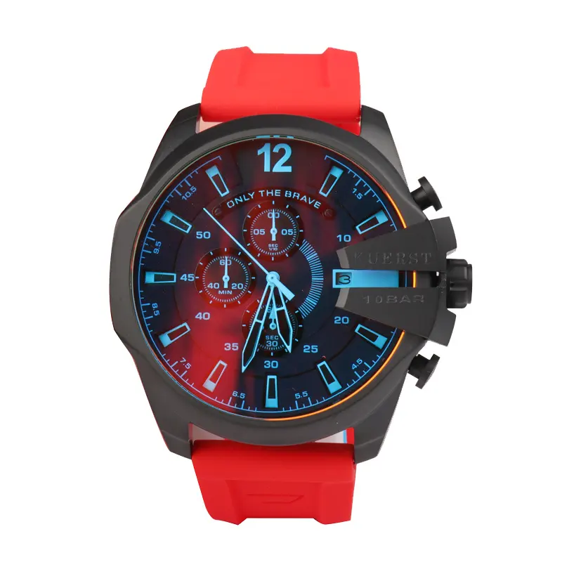 KUERST red tape timing quartz watch waterproof belt luminous watch women's color changing large dial men's watch