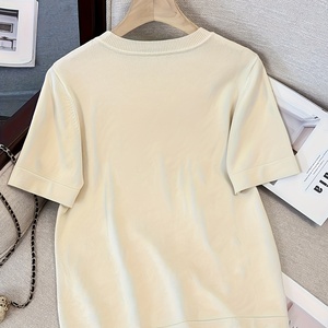 Abbigliamento in <span class=keywords><strong>Maglia</strong></span> per Donna, Nuovo Stile Top Bianco e Nero, T-shirt Aderente e Snellente a Maniche Corte <span class=keywords><strong>con</strong></span> Stampa Luna - Product Image 2