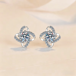 Pendientes de Plata S925 con Baño de Rodio, Diseño de Molino de Viento, Moissanita de 0.5CT/5mm con Engaste de Garra, Hipoalergénicos, Joyería de Lujo de Moda - Product Image 6