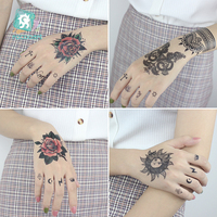 Nouveaux autocollants de tatouage temporaire imperméables pour femmes et hommes, motifs de fleurs indiennes, roses, faux tatouages pour la main, le bras, le pied, le dos