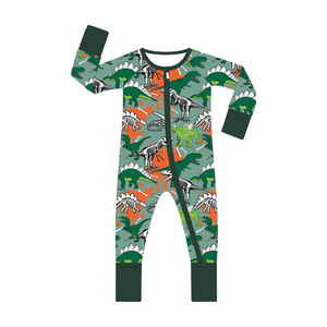 Vente en gros Pyjama unisexe en viscose à impression personnalisée Barboteuse bio à double fermeture éclair Vêtements pour bébé en bambou pour enfants - Product Image 5