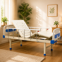 Lit médicalisé semi-Fowler avec manivelle, dossier réglable, levage des genoux, plateau ABS à fentes et rails rabattables pour usage à domicile ou en hospice