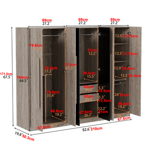 Armadio di Lusso Personalizzato Nanyang, Stile Europeo Moderno, Autoportante, Salvaspazio, in Legno, per Ospedali e Soggiorni - Product Image 3