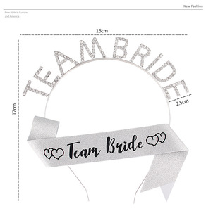 Go Party Wedding Hairbands Princess Tiara Crown Rhinestone Full Diamond <span class=keywords><strong>TEAM</strong></span> <span class=keywords><strong>BRIDE</strong></span> <span class=keywords><strong>Diadema</strong></span> y Glitter Sash Set para mujeres niñas - Product Image 5