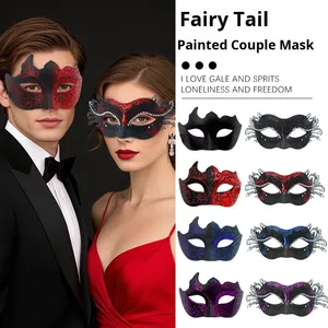 หน้ากากแฟนซีสำหรับคู่รักชาวจีน หน้ากากโลหะรูปผีเสื้อแบบโรมัน สำหรับงานปาร์ตี้ฮาโลวีน แบบครึ่งหน้า - Product Image 1