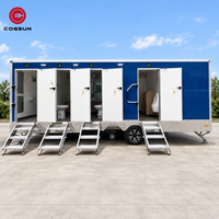 Cogsun Remorque Sanitaire Portable de Luxe à 5 Portes Grande Capacité pour Événements Extérieurs