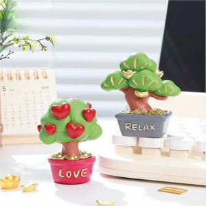 Figura de Resina LuckyTree, Adorno de Escritorio con Diseño de Amor, Relajación y Buena Suerte, Escultura de Bonsái de la Fortuna China, Logotipo Personalizado, Regalo Artesanal para el Hogar y las Fiestas - Product Image 3