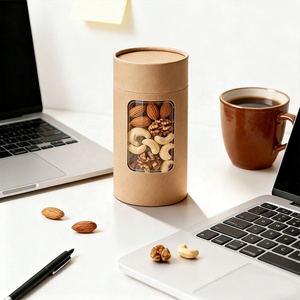 Cajas Cilíndricas de Cartón Reciclables Personalizadas de Grado Alimenticio, <span class=keywords><strong>Tubos</strong></span> de Embalaje de Papel Kraft Biodegradables <span class=keywords><strong>con</strong></span> Ventana Transparente - Product Image 4
