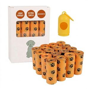 Sacs à déjections canines personnalisés avec logo imprimé, distributeur intégré, sacs à déchets pour animaux de compagnie en plastique anti-fuite, vente en gros - Product Image 1