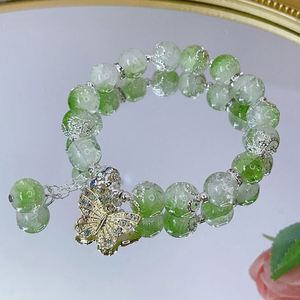 High Quality Stone Bead <b>Bracelet</b> for Women Gradient Smudged Glass Beads <b>Beaded</b> <b>Bracelet</b> Micro-inlaid Love Pendant <b>Bracelet</b> - Product Image 1