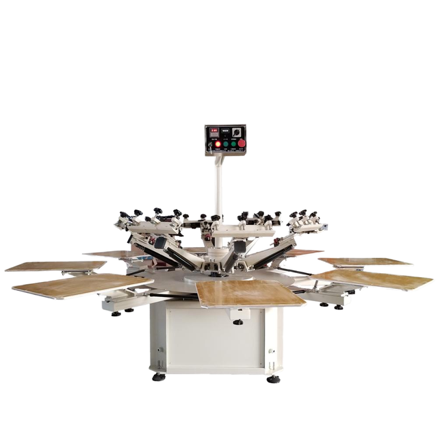 ZB-8 High Quality 8 Station Semi  Automatic Rotary T Shirt Silk Screen Printing Machine