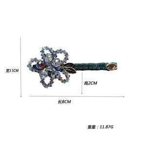 Pince à ressort fleur <span class=keywords><strong>originale</strong></span> faite à la main avec des perles de cristal latérales <span class=keywords><strong>Barrette</strong></span> à <span class=keywords><strong>cheveux</strong></span> en métal pour les cravates de <span class=keywords><strong>cheveux</strong></span> de femmes - Product Image 3