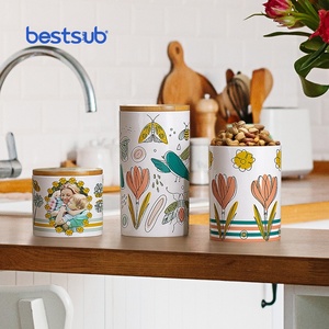 BestSub-contenedores de cerámica para alimentos personalizados, frascos de almacenamiento con tapa de bambú, 16oz, 25oz, 30oz, para <span class=keywords><strong>cocina</strong></span>, por sublimación - Product Image 4