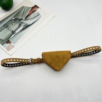 Ceinture pour femmes JULUN, ceinture personnalisée, ceintures de créateur, mini pochette triangulaire en daim, sangle à œillets, accessoire de taille décoratif pour robes et jeans