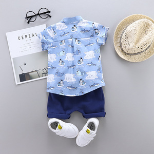 Vêtements décontractés de style coréen transfrontalier pour garçons de 0 à 4 ans ensemble de chemises à manches courtes pour bébés avec motif de <span class=keywords><strong>dessin</strong></span> <span class=keywords><strong>animé</strong></span> - Product Image 4