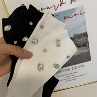 Chaussettes jetables de luxe faites à la main avec points de cristal, en coton, entièrement recouvertes de strass, pour femmes, pour soirée, à paillettes, à cheville, avec strass thermocollants, style européen, certifiées CE