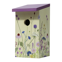Dekorativer Blumenbedruckter Vogelkasten aus Massivholz mit Schindeldach, Einfach und Elegant, Wandmontage für den Außenbereich, Garten, Individuelles Logo Möglich