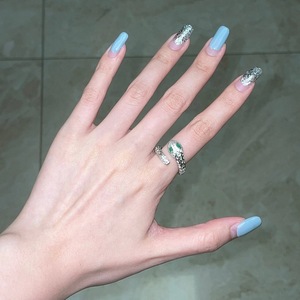 Slytherin Spirit Snake <b>Ring</b> S925 Sterling Silver Inlaid Fingertip Pet Personalized Serpentine for Men Women Green <b>Open</b> Design - Product Image 3