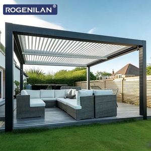 Pergola extérieure personnalisée Rogenilan en aluminium avec toit électrique intelligent et lames orientables pour maisons - Product Image 2
