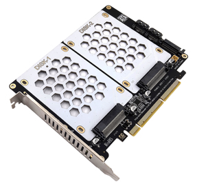SFF8639คู่ U.2 NVME และ <span class=keywords><strong>SATA</strong></span> 2.5 "HDD ไปยัง PCIE4.0การ์ดแยก - Product Image 1
