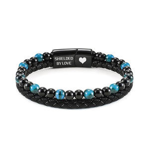 Bracelet « À mon fils, protégé par l'amour » pour hommes, avec perles en œil de tigre et fermoir en forme de cœur, bijoux cadeau - Product Image 4