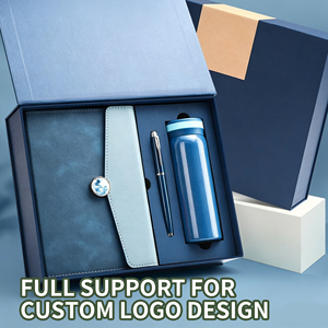 Premium Corporate Gift Set Custom Logo Personalized Screen Printed Leather Notebook Stainless Steel Tumbler 120 Business Gift - Product Image 1