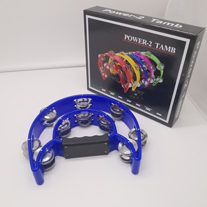 Pandereta de mano de doble fila, jingles de Metal, tambor de percusión Musical de plástico de mano, campana de mano de media luna para adultos y niños KTV - Product Image 5