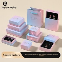 Boîte à bijoux en stratifié dégradé nacré avec couvercle et base, style tiroir, pour bagues et boucles d'oreilles, emballage spécial pour accessoires