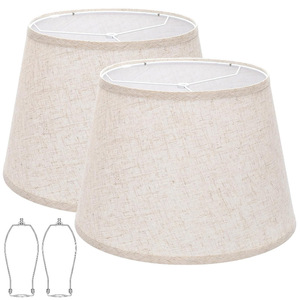 Abat-jour cylindrique en tissu beige, lot de 2, accessoire pour lampe de table ou de sol, installation facile - Product Image 1