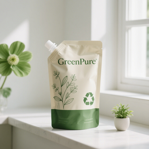 Sac à bec verseur personnalisé écologique pour jus, emballage alimentaire en kraft blanc, sac à boisson réutilisable, sac de recharge pour liquides - Product Image 3