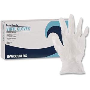 Gants de sécurité jetables Boardwalk BWK365XLBX, extra grands, transparents (100 pièces/boîte), gants en vinyle sans latex à usage général - Product Image 4