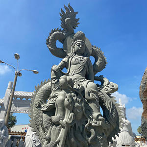 Statue de Kuan <span class=keywords><strong>Yin</strong></span> avec dragon sur mesure en gros, sculpture de <span class=keywords><strong>Quan</strong></span> <span class=keywords><strong>Yin</strong></span> en pierre naturelle, sculpture de jardin d'extérieur, garantie 1 an - Product Image 3