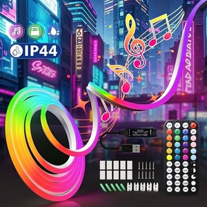   Luz de Neón <span class=keywords><strong>LED</strong></span> RGB con Sincronización Musical, Control por Aplicación Inteligente, <span class=keywords><strong>Tira</strong></span> Flexible, Retroiluminación para TV, Decoración para Dormitorio y Hogar, USB de 5V y para Exteriores - Product Image 2