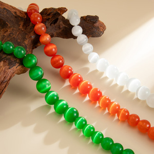 카이메이 2026 패션 주얼리 작은 구슬 여성용 반투명 캣아이 비즈 목걸이 신상 핫세일 쇄골 체인 비즈 목걸이 - Product Image 3