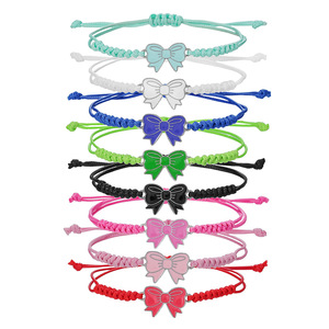 Pulsera Tejida a Mano Colorida con Dije de Lazo de Aleación, Set de Joyería Unisex para Regalo de Amistad - Product Image 1
