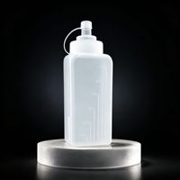Vierkante plastic knijpfles voor saus, food grade PS, brede opening, condimenten dispenser met schaalverdeling voor koffie, bakken, restaurant, keuken