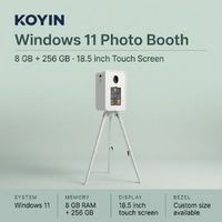 Mesin Photo Booth Kayu Warna Walnut Layar Sentuh Dua Sisi Cetak Instan untuk Hotel dan Pesta