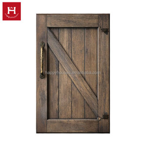 Pintu Kabinet Dapur Kayu Solid Happy Houses Warna Coklat Tua Rustic Farmhouse Custom untuk Proyek Lodge Grosir - Product Image 1