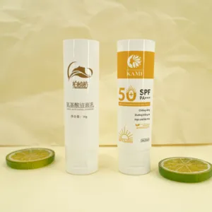 Factory Suppliers Facial Cleanser Sunscreen lotion Cosmetic Packaging Squeeze Tube With Screw Flip Top Lid Tail Unsealed