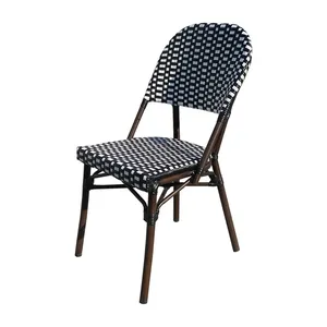 CHANOUWELL Coffee Restaurant Sillas de playa de ratán alto Silla de jardín tejida de ratán sintético de plástico Pe - Product Image 1