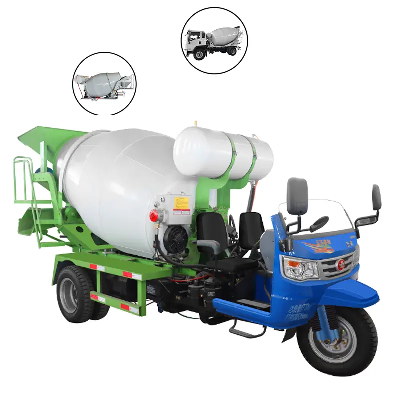 Tự tải trộn bê tông với bơm xi măng nhỏ bê tông di động trộn bê tông xe tải để bán ba bánh xe tải trộn bê tông
