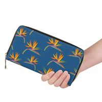 Fournisseur personnalisé Aloha Hawaiian Bird of Paradise Prints Porte-cartes en cuir Pu Portefeuille imprimé à la demande Portefeuille en cuir de mode