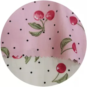 Dongmei Sẵn Sàng Trong Kho Trái Cây Nhỏ Cherry Cotton In Vải Dệt Cho In Kerchief Cô Gái Và Quần Áo Em Bé Váy