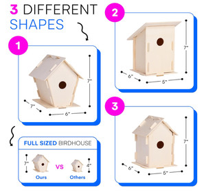 Tốt Nhất Bán 12 Gói Tự Làm Bằng Gỗ Birdhouses Nghệ Thuật Sáng Tạo Và Hàng Thủ Công Thiết Lập Cho Trẻ Em Và Người Lớn Nguồn Cung Cấp Thủ Công Bán Buôn - Product Image 3